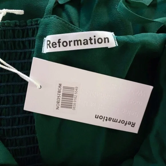 NEW Reformation Emersyn Dress Emerald 2 - Picture 10 of 17